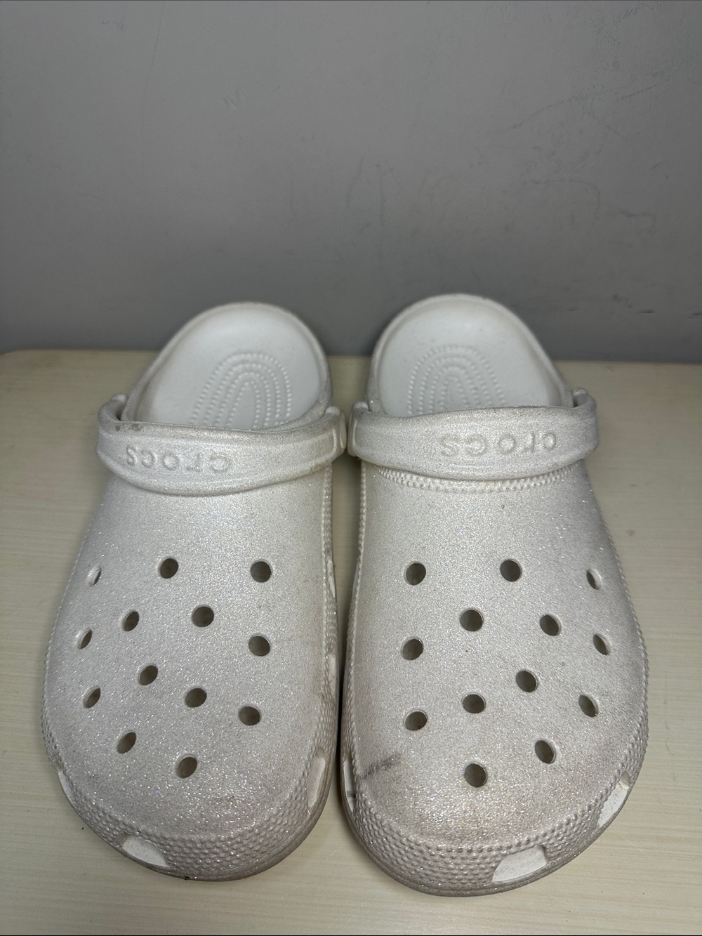 CROCS sparkle classic White with Glitter shoes